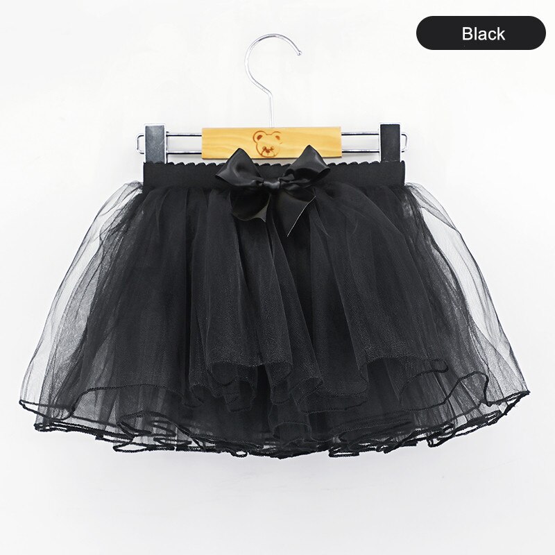 Girls ballet dance skirt black short skirt performance dance skirt bow elastic waist: Black / S 100 to140cm