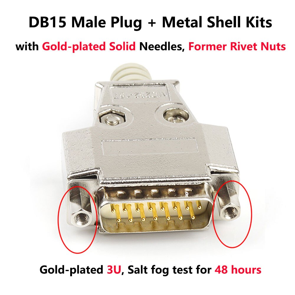 DB15 Mannelijke Plug/Vrouwelijke Socket Metalen Shell Kit 2 Rijen 15 Pin Serial Port Connector Socket D-SUB15 Adapters: Male Former Nuts