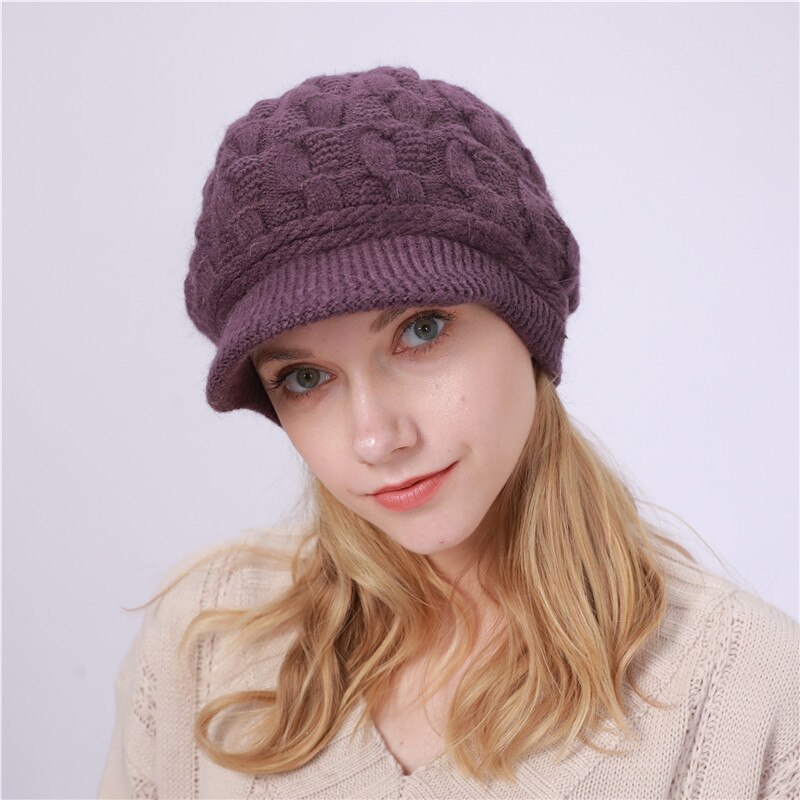 Chapeau en tricot pour femme, , ample, ample, en Crochet, décontracté, uni, doux, collection hiver