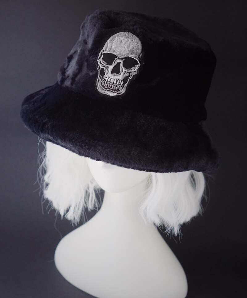 Ruibbit Punk Rock Gothic Skull Embroidery Beret Cap Harajuku Vintage Cap Black Bucket Hat Womens Hats