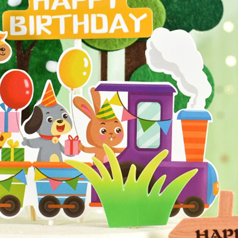 Cartoon Animals Cake Toppers Little Ballon Happy Birthday Cake Decor Happy Birthday Party Decor Kids Boys 1st Birthday Decor