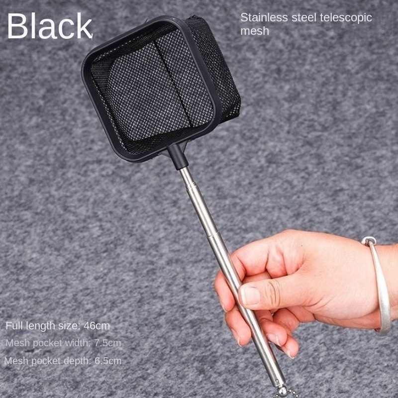 Roestvrijstalen Intrekbare Visnet 3d Visnet Garnalen Vissen Kleine Vissen Voor Catchin Vis Garnalen Tank Aquarium Accessoires: Black