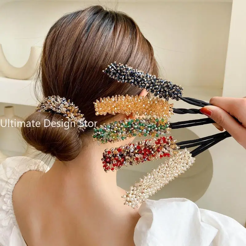 Diademas elegantes para hacer moños mágicos de cristal, horquillas con forma de Donut, bandas para el cabello a la para chicas y mujeres, diadema de peinado Diy, accesorios de herramientas
