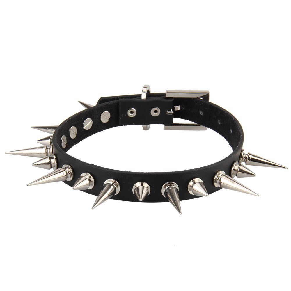 Punk spikad choker krage med spikar nitar kvinnor män emo studded chocker halsband goth smycken: Default Title