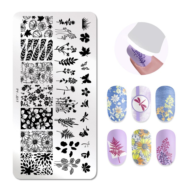 Billede dig lavendel sommerfugl blomst blade billede søm stempling plader stribet linje geometrisk plade rustfrit stål stencil værktøjer