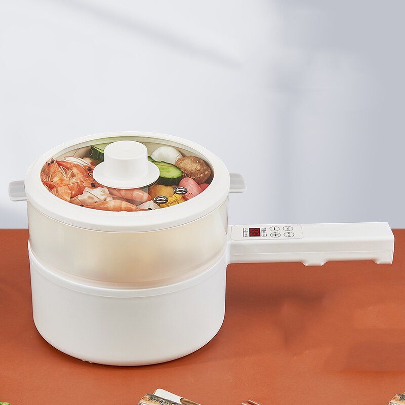 220V Electric Multi Cooker Household Mini Cooking Pot Noodles Soup Stew Steam Fry Skillet School Office Pot Non-Stick Liner
