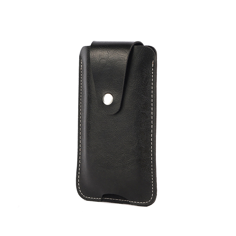 Leren telefoon heuptasje met haaksluiting, retro multifunctioneel telefoontasje met gesp: Beige