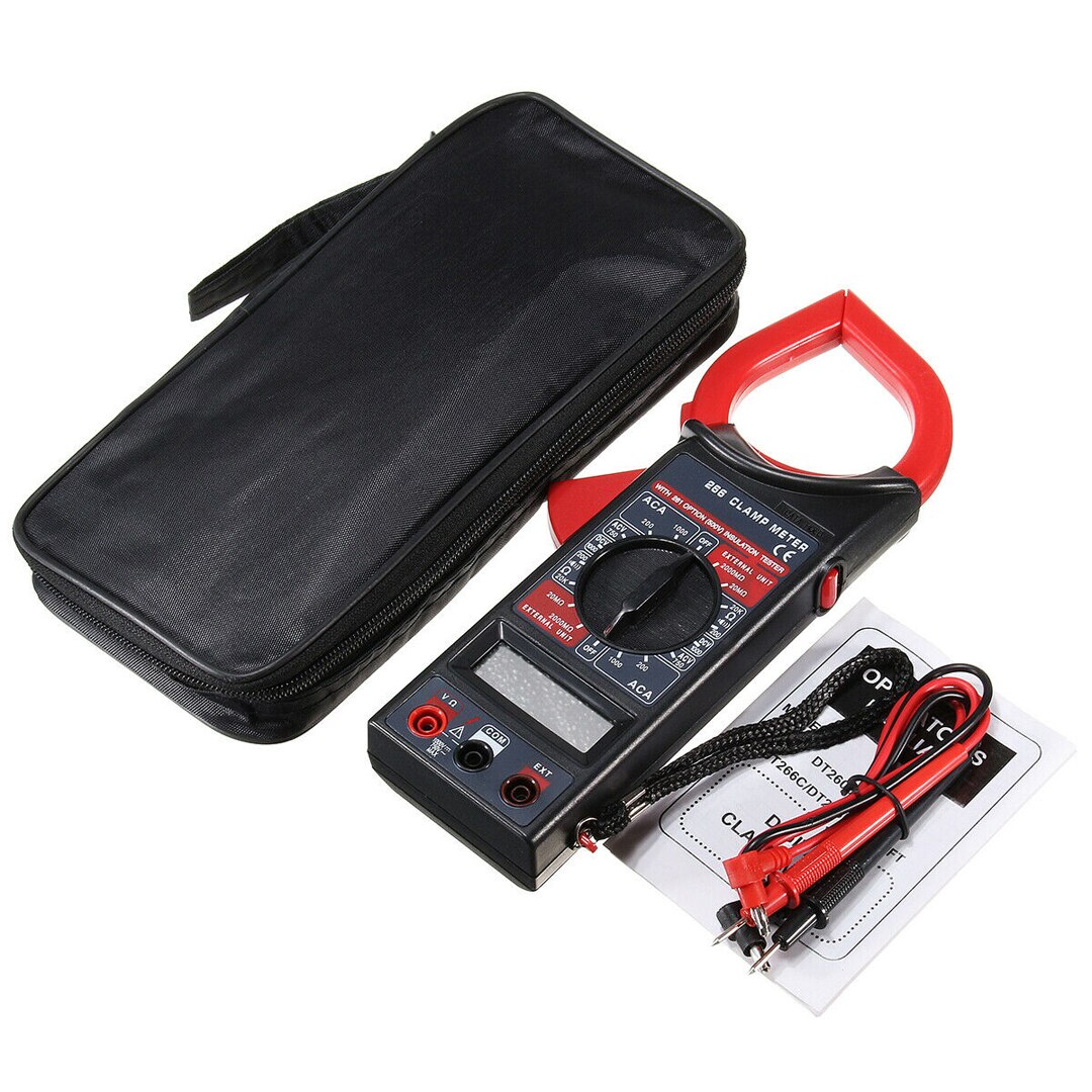 Electrical Instruments LCD Digital Multimeter Handheld Current Circuit Tester AC DC Volt Amp Checker For Electrician: Red