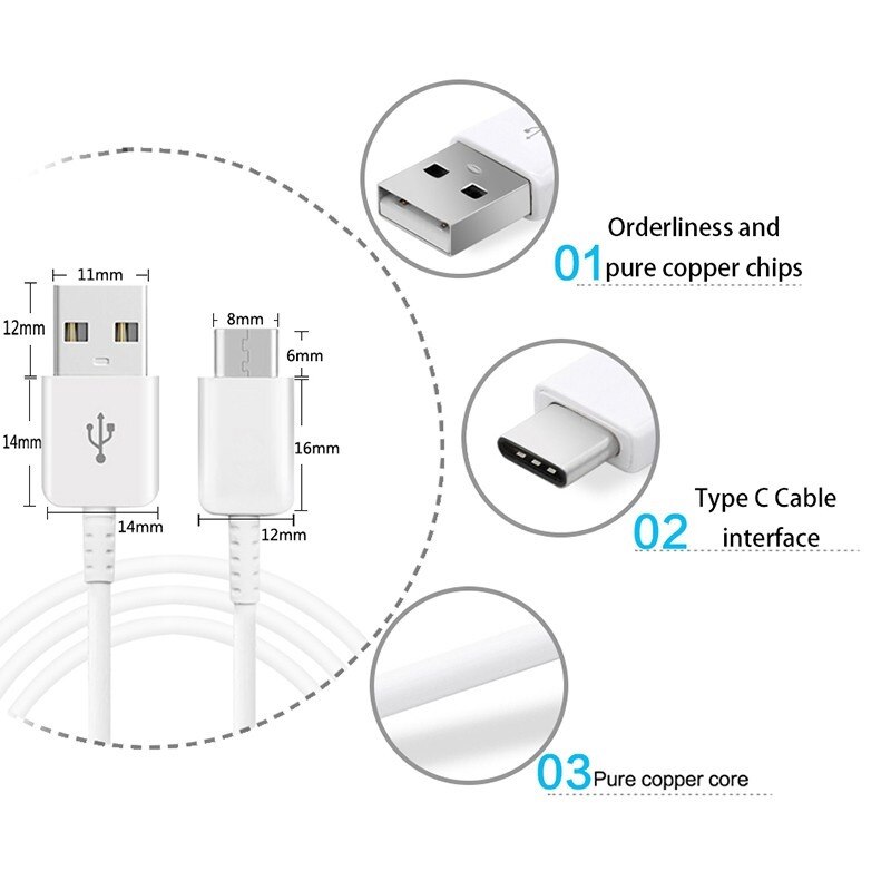 Originele TYPE-C Snelle Opladen Data Kabel Voor Samsung Galaxy A80 A70 A60 A50 A40 A30 S8 S9 Plus S10e Note 8 9