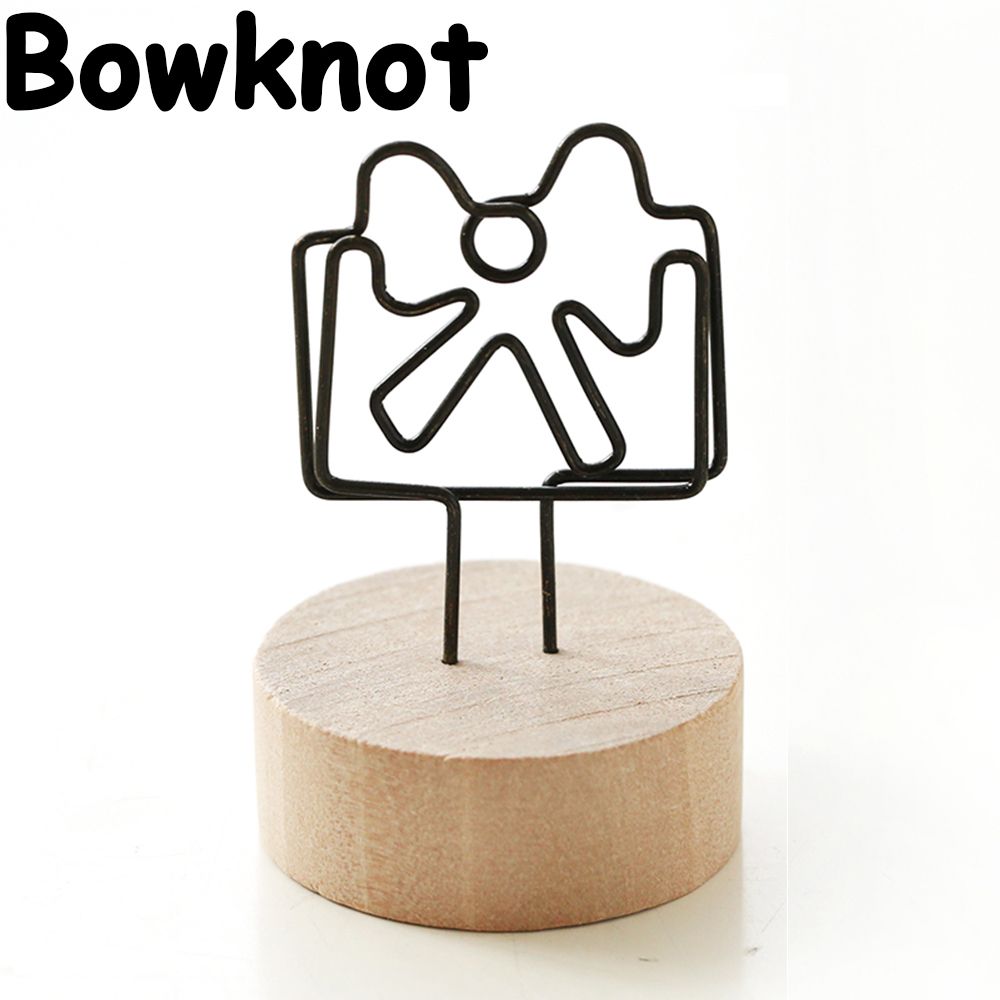 Soporte colgante de madera para tarjetas y notas, Base para fotos, Clip para notas, artículo, marco de fotos, mesa, suministros de oficina,: bowknot