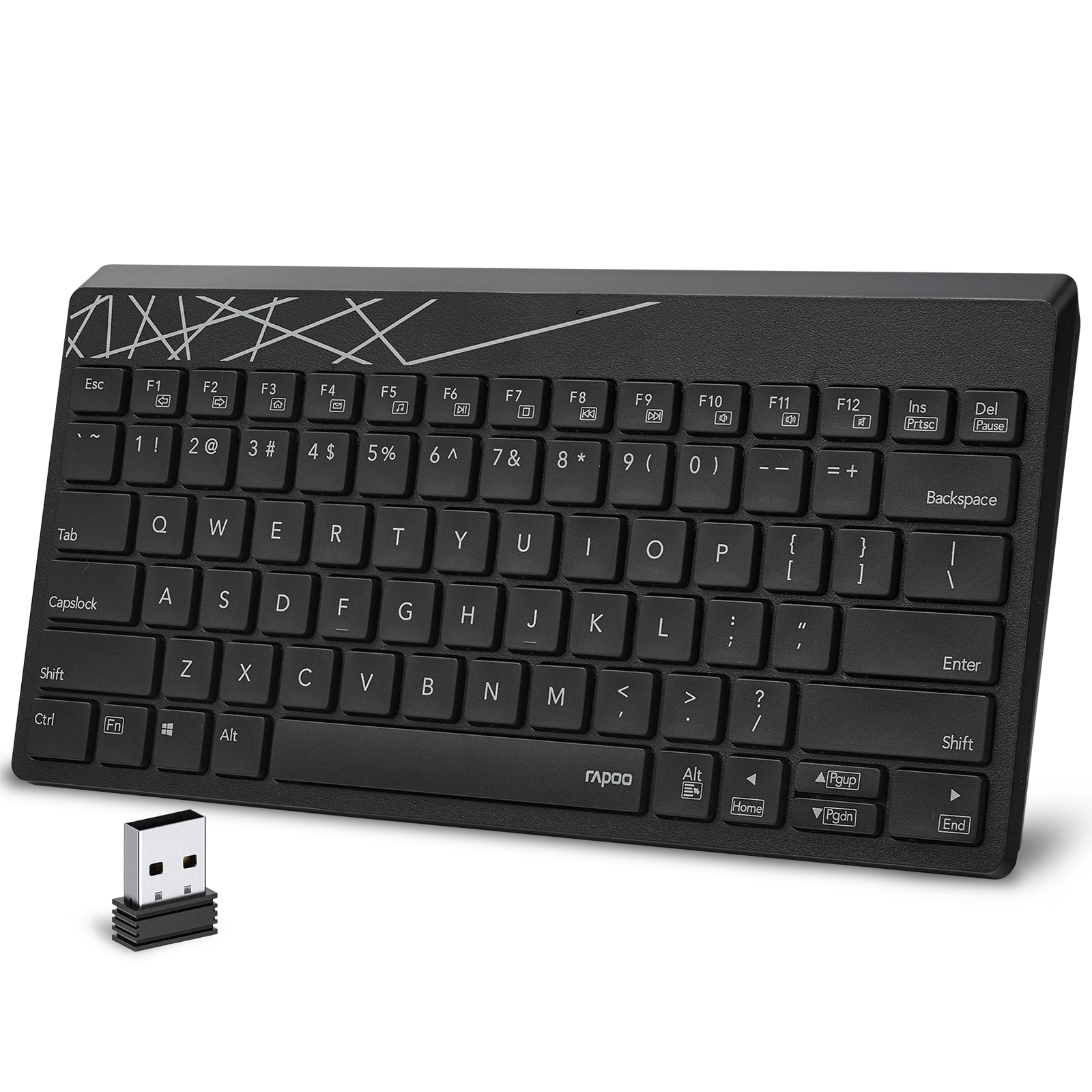 RAPOO K800 2.4G Wireless Keyboard Silent Mini Compact Keyboards for Computer Desktop PC Laptop Travel Business Plug and Go