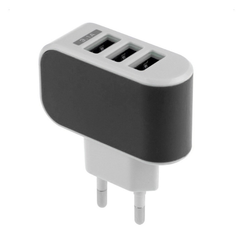 EU Plug Portable Candy Color 3 USB Ports Charger 5V/1A Travel Adapter PP Flame Retardant Shell for mobile phone ipad