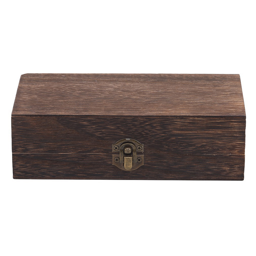 Retro Rectangular Wooden Storage Box Buckle Hinged Boxes Wooden Box Packing Jewelry Case Box Home Sundries Storage Box: Red