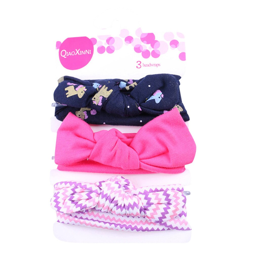 Baby pannband 3 st barn blommigt pannband flickor baby elastisk pilbåge tillbehör hårband set baby hår accessoarer: L
