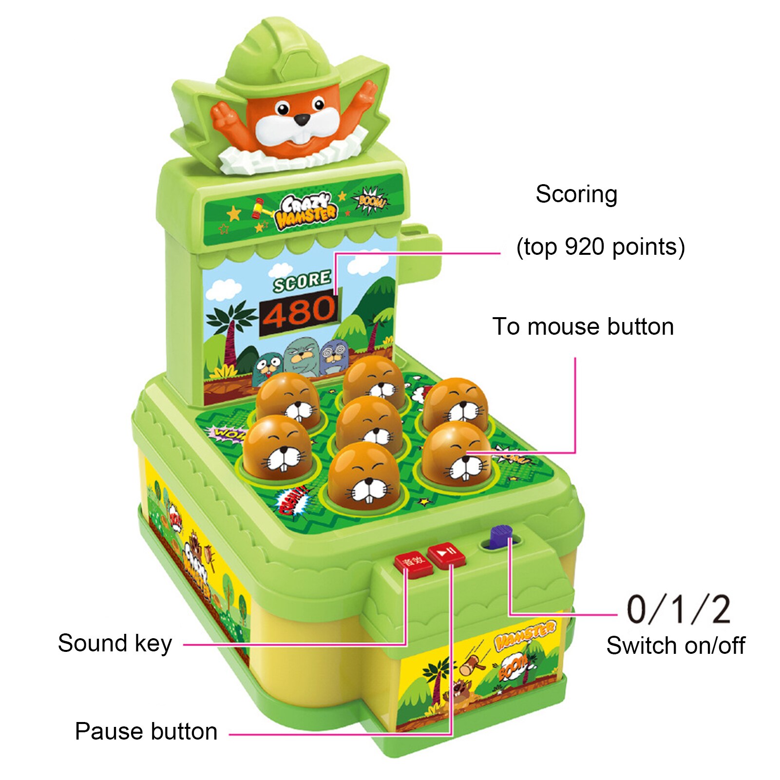 Whack A Mole Game Interactieve Beukende Speelgoed Met Verlichting Geluiden Gezonde Plastic Voor Educatieve Verjaardagscadeautjes Baby Hand Oefening