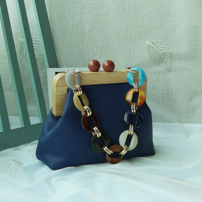 Klamerka damska torba na ramię akrylowa Chian damska torebka Kisslock kobieta twarda obudowa Crossbody torby dla kobiet 2020 nowy: ciemny niebieski