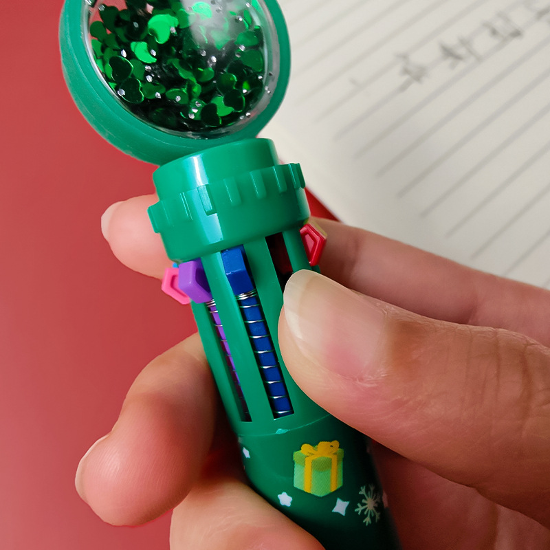 2022 Multicolor Ballpoint Pen Xmas Theme Printed 10 Colors Cute Cartoon Retractable Ballpoint Pens School Office Supply Paint