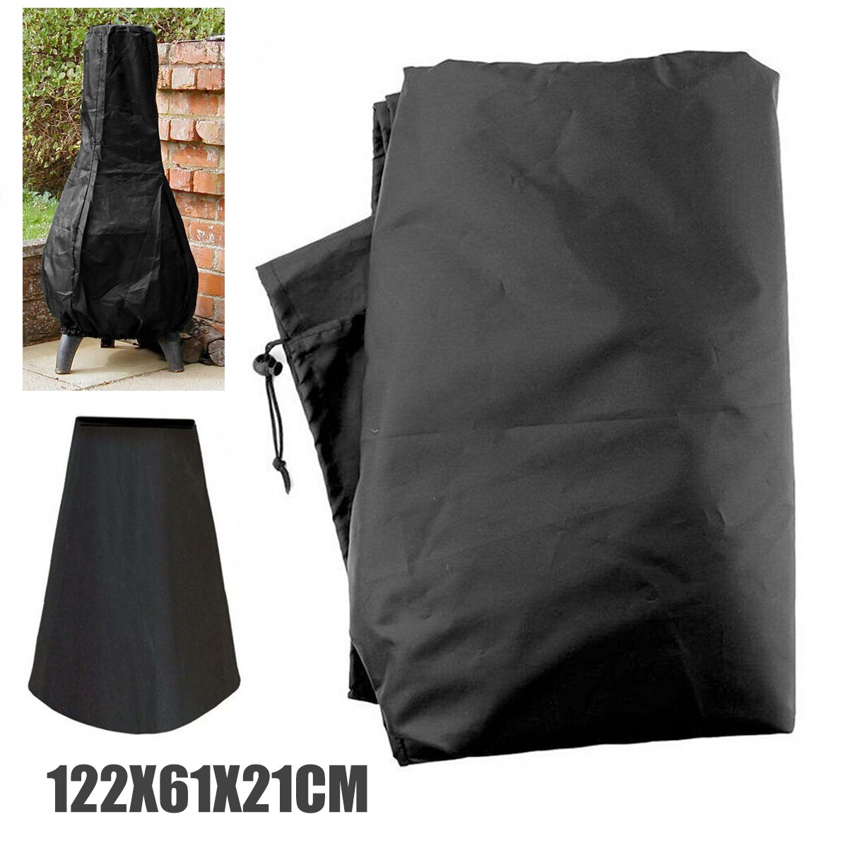 122x21x61cm Large Patio Chiminea Cover Waterproof Protective Cover Outdoor Rain Chiminea Protector For Outdoor Garden Stove