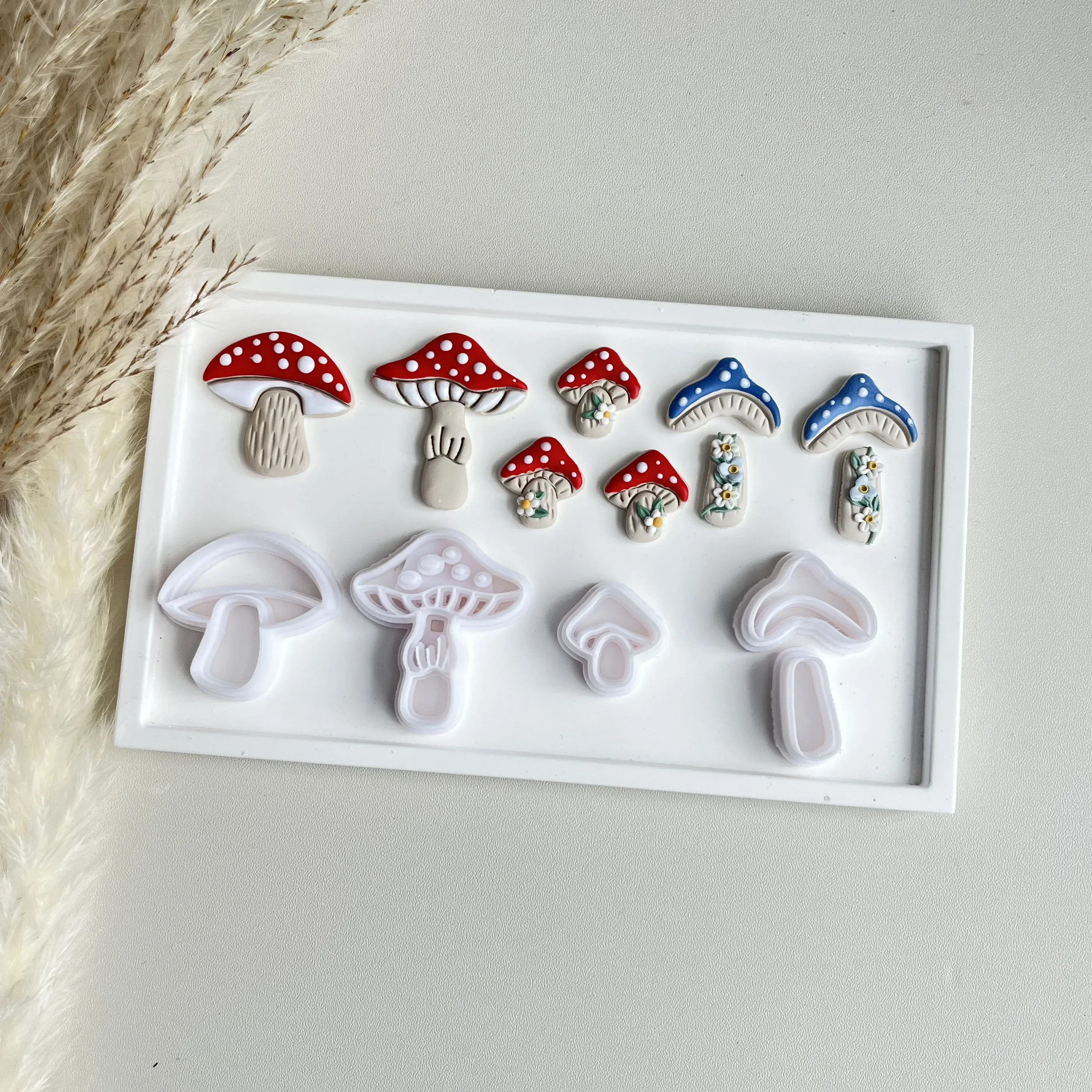 Cute Mushroom Shape Polymer Clay Cutters Clay Molds With Details For DIY Earrings Printed Pattern Decoration
