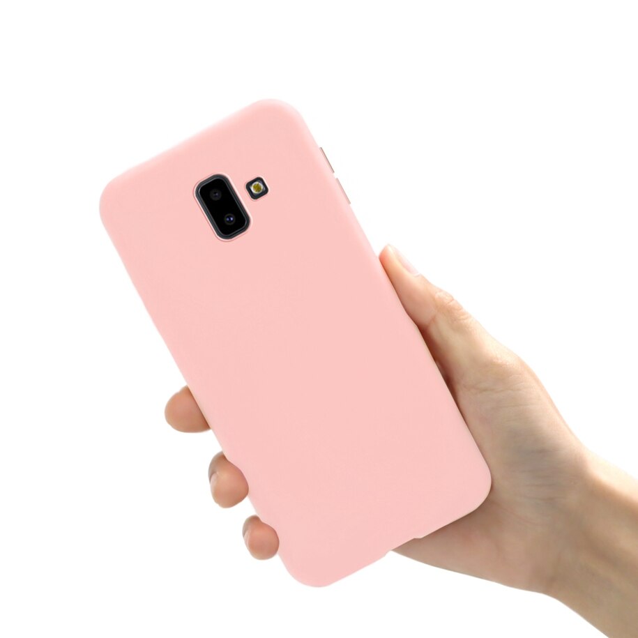 Etui na telefon do Samsung Galaxy J6 2018 okładka cukierki kolor dla Fundas Samsung J6 2018 J600F J6Plus J6 + J 6 Plus 2018 Case miękkie Capa: J6 Plus 2018 / Light Pink