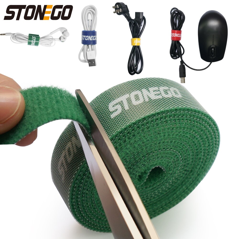 Stonego Usb Kabel Winder Kabel Organizer Ties Muis Draad Oortelefoon Houder Hdmi Cord Gratis Cut Management Telefoon Hoop Tape Protector: Zilver