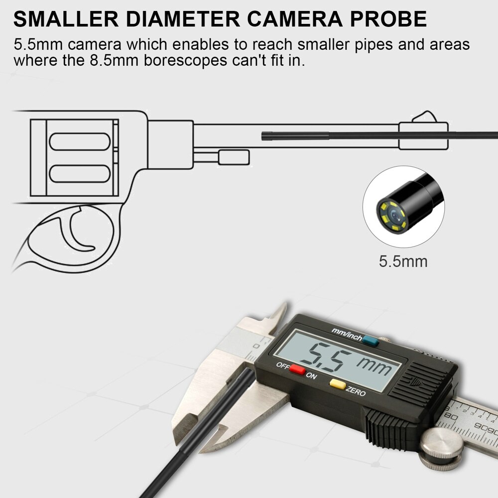 Foxwell Wifi Endoscoop 5.5 Mm Draadloze Borescope Inspectie Camera 1080P Hd Waterdicht Met Licht Voor Iphone, android En Tablet
