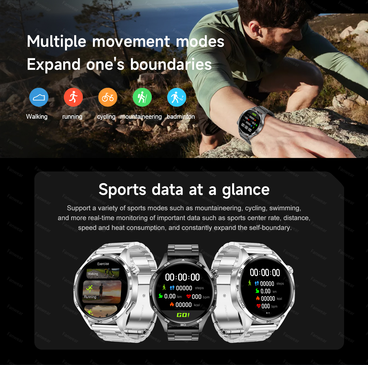 2025 novo relógio inteligente esportivo masculino para huawei relógio gt5pro gps trajetória bússola 100 + modo esportivo nfc bluetooth chamada ai voz