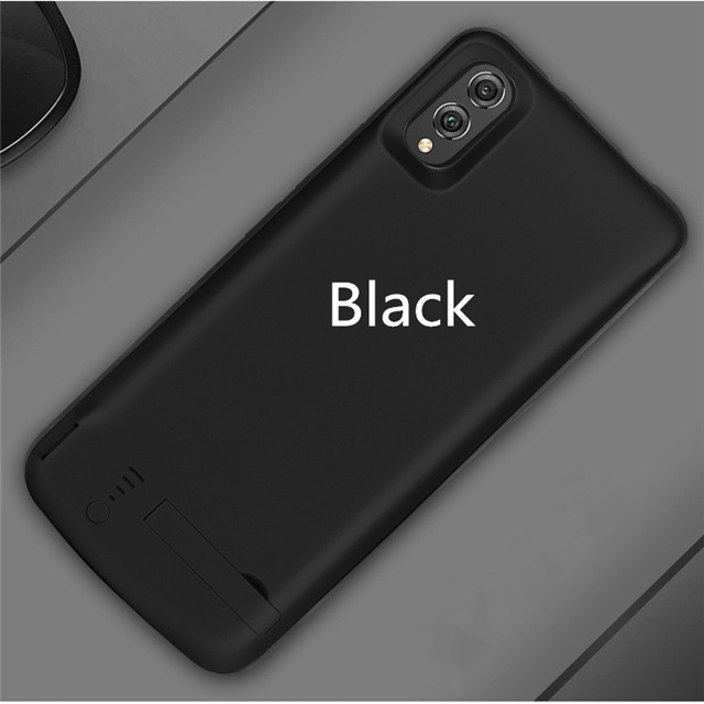 Battery Power Cases For Huawei Honor 8X Battery Charger Cover 6500mAh Portable External Stand Power Bank Battery Charging Cases: Black
