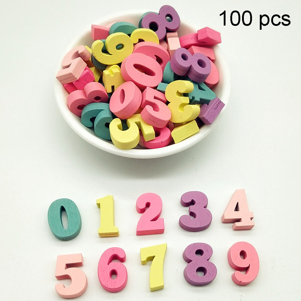 100 stk hjem 15mm håndværk flerfarvet håndlavet blok fest ord diy alfabet dekoration blandet træ bogstaver tal: Nummer