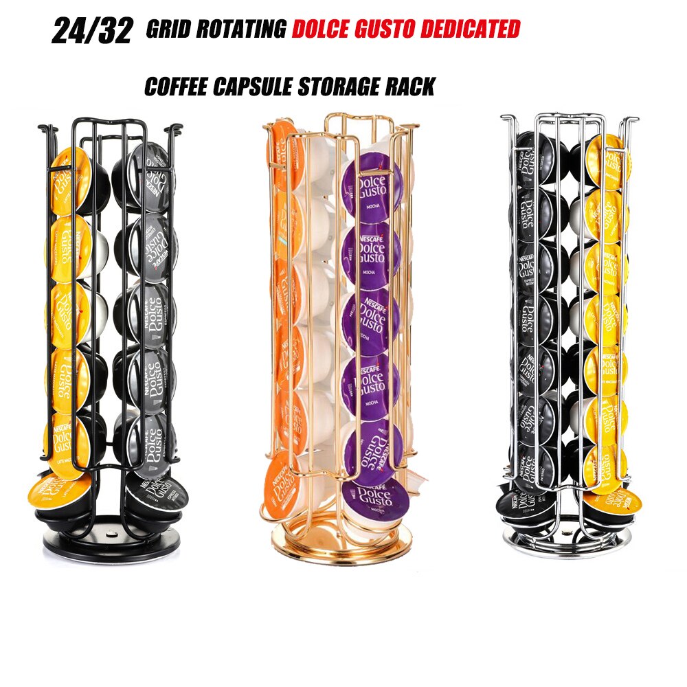 Dolce Gusto Koffie Capsule Rack Houder Organizer Voor 24/32 Pods 360 Draaibare Standaard Koffie Station Voor Keuken Of Kantoor