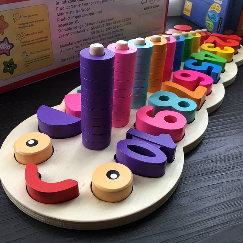 Juliana Children Wooden Toy Montessori Materials Learning Count Numbers Matching Digital Shape Match Early Education Toy