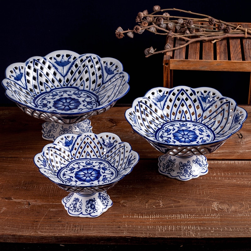 Blauw en wit porselein blauw en wit porselein keramische plaat creatieve afternoon tea dessertbord huishoudelijke magnetron