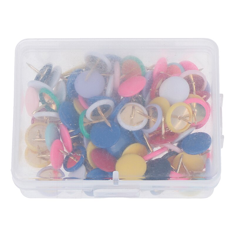 100 Round Pushpins Tack Pin Bulletin Board Cork Paper Map Point Office Binding Supply: MU