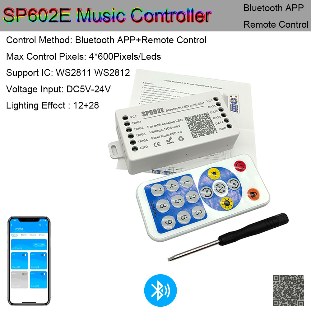 Ws2811 ws2812b controlador bluetooth/wifi/música ws2812 inteligente rgb led pixels controlador de tira sp107e sp108e sp110e t1000s DC5-24V: RED