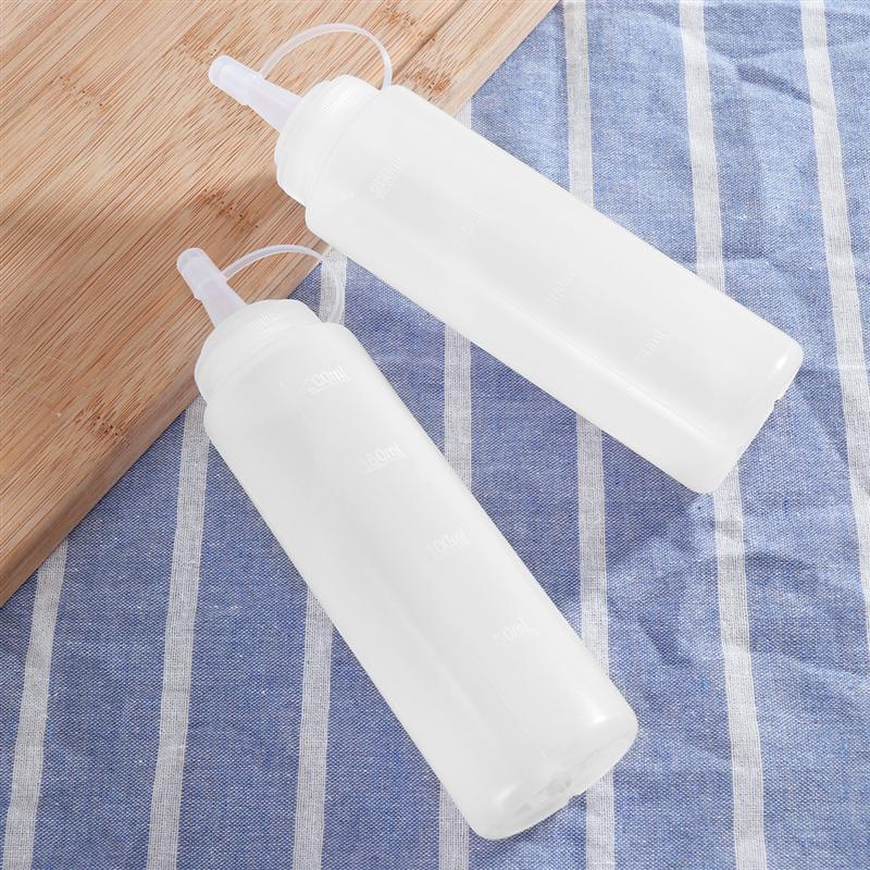 4 Stuks 200Ml Plastic Squeeze Squirt Kruiderij Flessen Salade Saus Dispenser Flessen Met Cap Olijfolie Jus Boten Keuken gereedschap