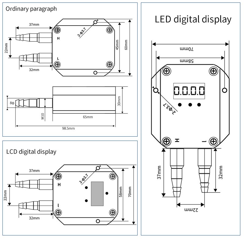 0-10v Different Pressure Transducer 4-20mA Pressure Difference Transmitter rs485 Micro Pressure Differential Sensor transmitter