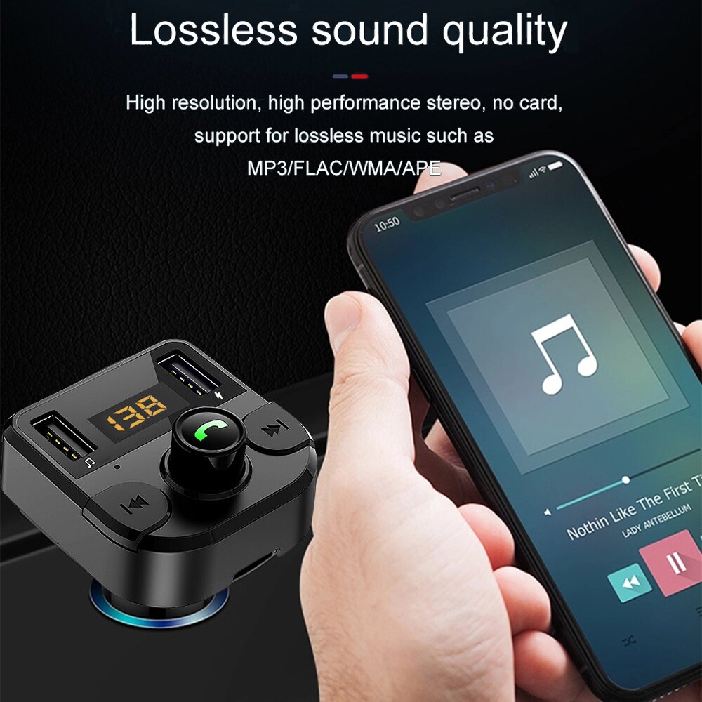 Jinserta Bluetooth 5.0 Fm Transmitter Car Kit MP3 Modulator Autolader Dubbele Usb Met Led Rooster Screen Eq Modus