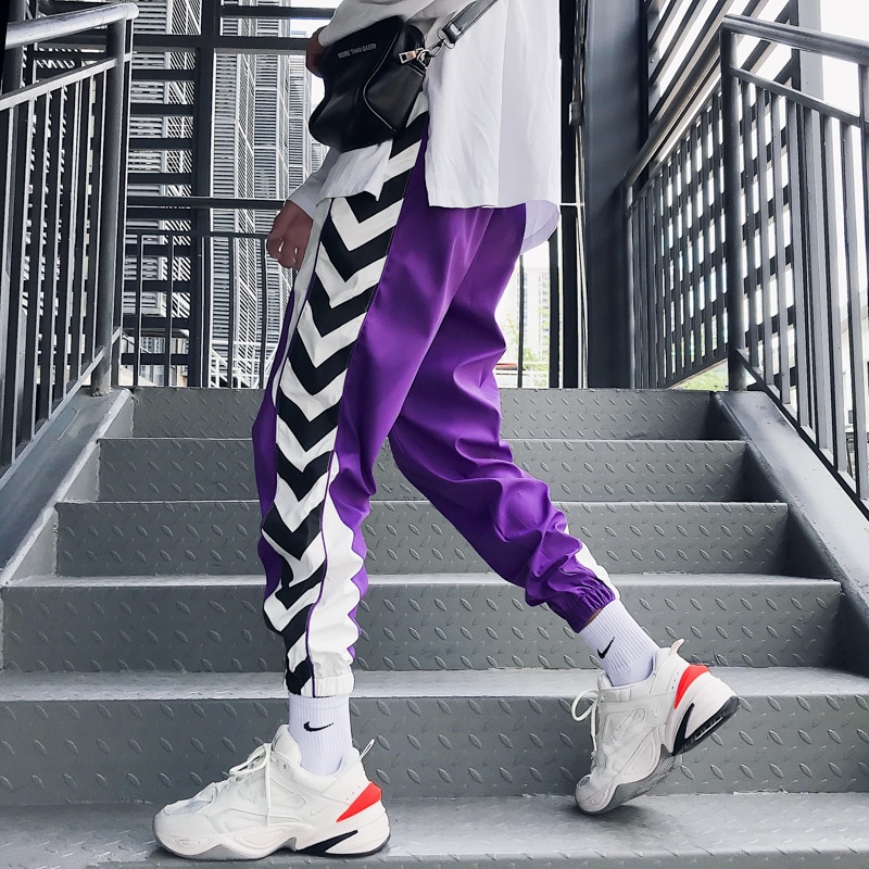 Violetit miesten collegehousut plus-koon rennot printtihousut hip hop vapaa-ajan liikkeen housut merkkikynät lenkkeilijät