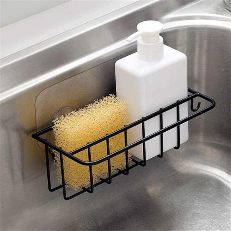 Zelfklevende Ijzer Sink Rag Rekken Wall Mounted Spons Afvoer Opslag Planken Rekken Aanrecht Accessoires Badkamer Organizer