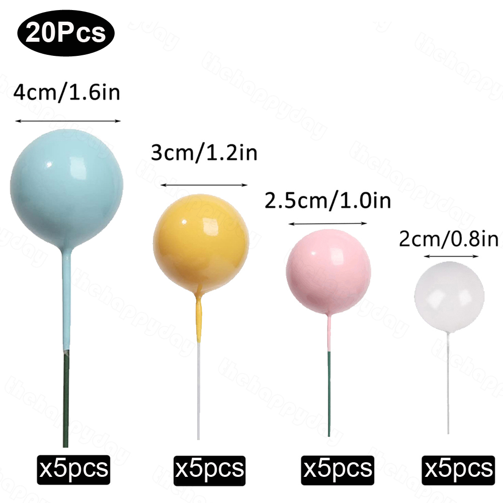 20 stuks Ballen Cake Toppers Goud Zilver Bal Gelukkige Verjaardag Cake Topper DIY Cupcake Topper voor Taart Decoraties Baby Douche Bruiloft
