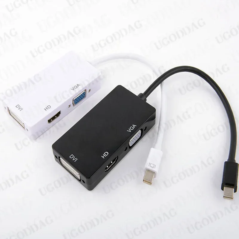3 in 1 Mini Display Port Thunderbolt naar DVI VGA HDMI-compatibel 4K/1080p Adapter Kabel Converter voor MacBook iMac Air Mac Book