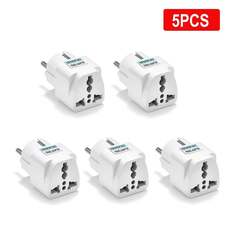 3/5/20Pcs Vs Naar Eu Travel Adapter Euro Kr Eu Plug Adapter Au Uk Universele 4.8mm Adapter Converter Stopcontact Elektrische Plug: 5pcs white