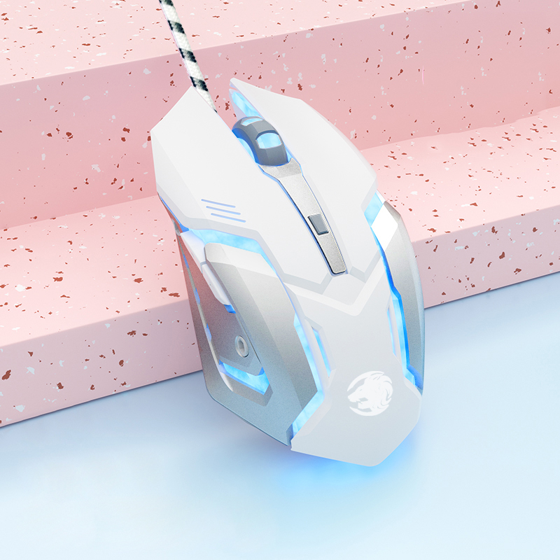 Drut pod mysz do gier cichy mysz ergonomiczna 4 klawisze podświetlany Mini magiczna mysz dla Laptop komputer dla graczy cicha mysz prezent dla dziewczyny: white