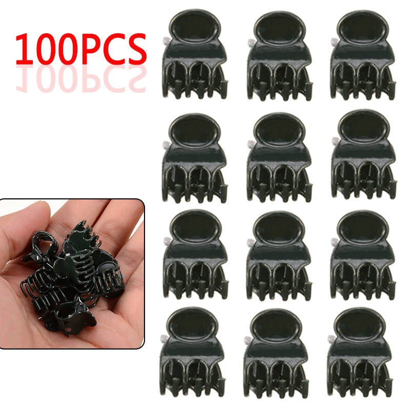 100 stk 1.5cm plastplante fikse klips orkide plante klips stamme vintreet støtte grønnsaker gård blomster frukt bundet hageverktøy