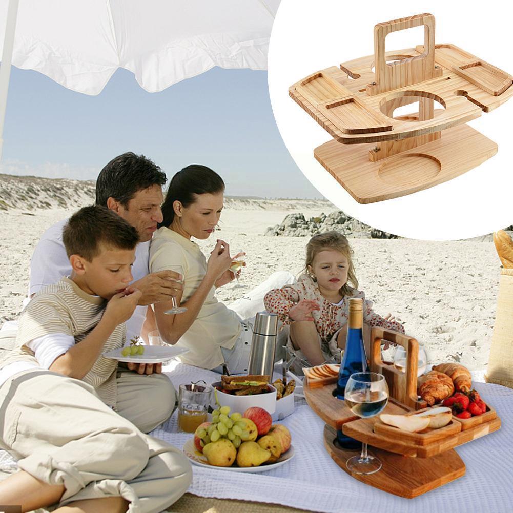 Portable Wood Camping Board Folding Picnic Fruit Tray Collapsible Desk For Outdoor Party K0d3