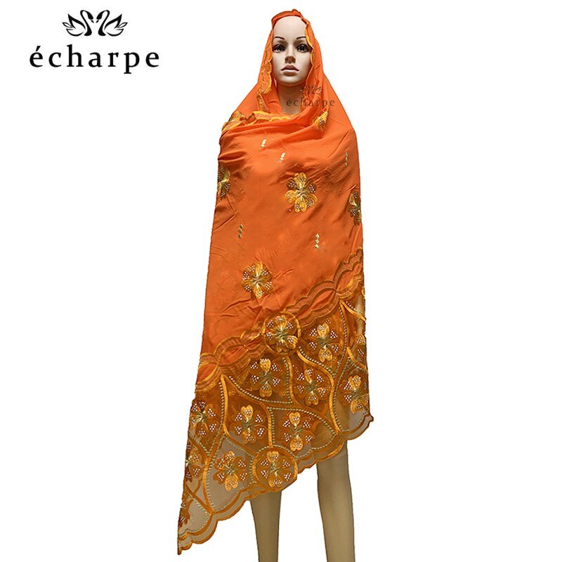 Chiffon Sjaal Afrikaanse Vrouwen Hijab Sjaal, Borduren Chiffon Sjaal Big Size Sjaal Voor Sjaals EC986