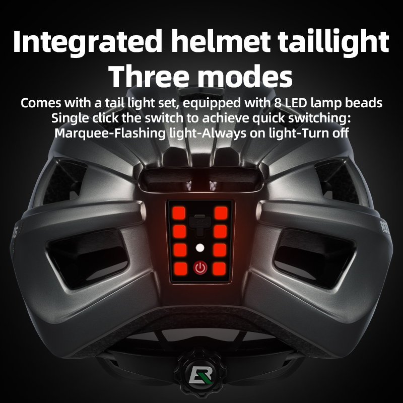 ROCKBROS casco de ciclismo con luz trasera casco de bicicleta con carga tipo C gafas UV400 protección solar fotocromática casco de bicicleta ajustable