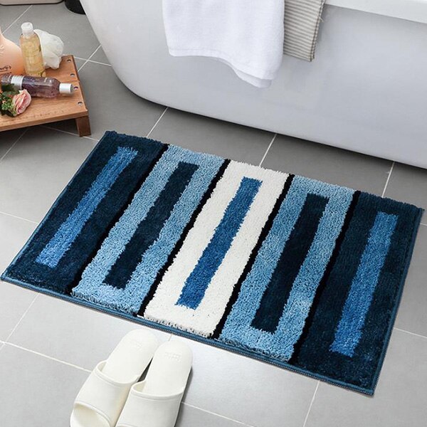 Eenvoudige Geometrische Patroon Tapijt Dikke Massaal Deur Matten Thuis Slaapkamer Badkamer Tapijt Absorberend Antislip Deurmat Keuken Vloermat: 50X80cm(19.6x31.5in) / BoxBlue