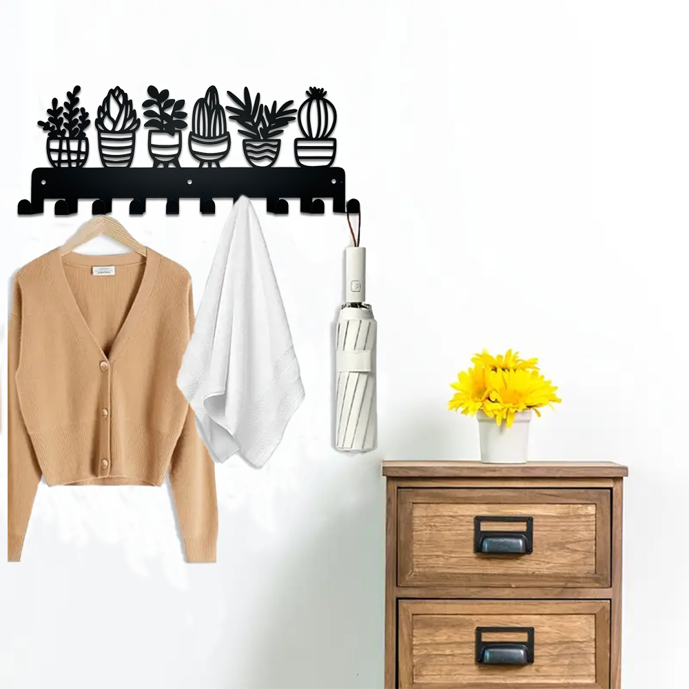 Ganchos de Metal para pared, soporte para llaves, plantas en macetas, ganchos decorativos, colgadores de estante montados en la pared con 10 ganchos para llaves