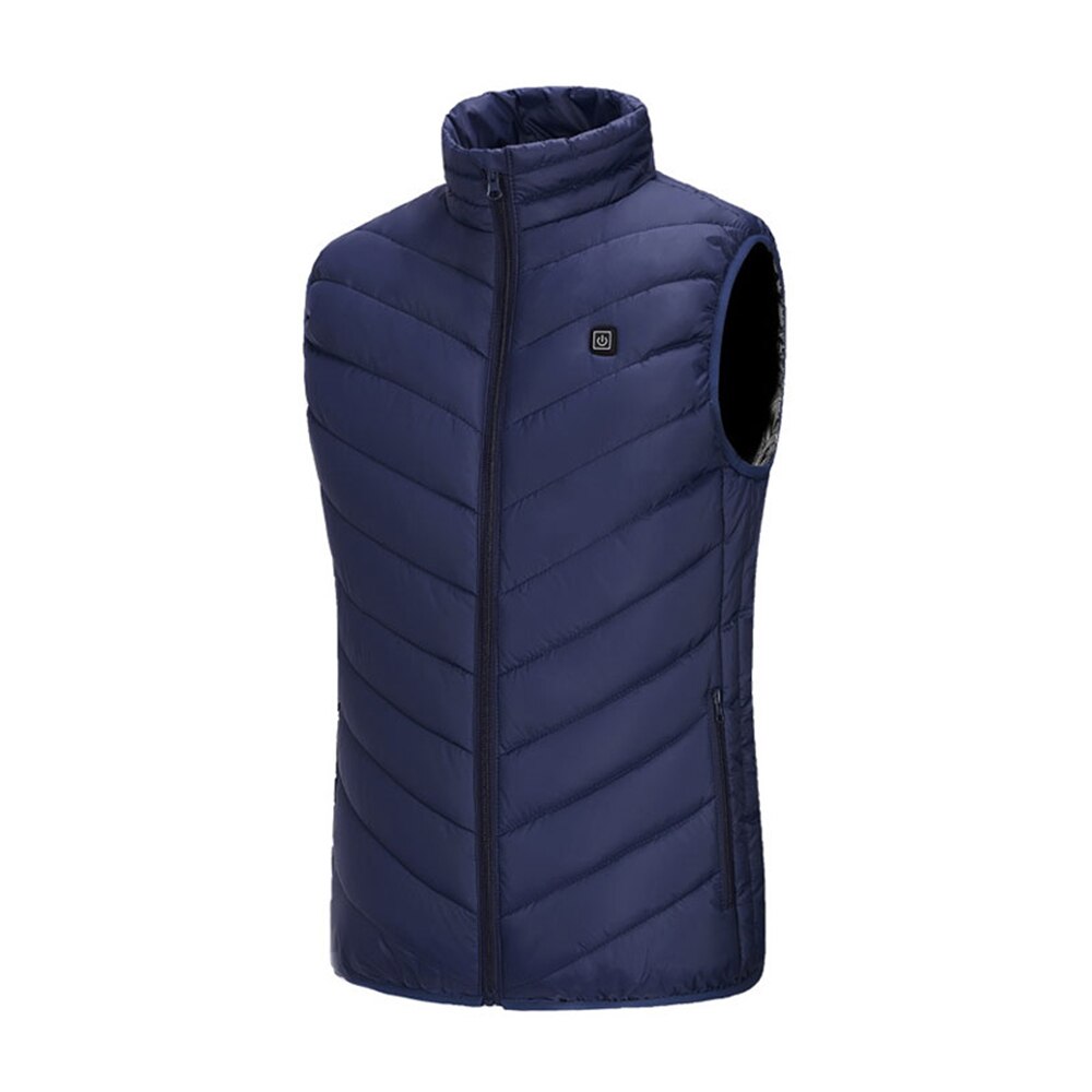 Elektrische Verwarmde Vest Mannen Vrouwen Verwarming Vest Thermische Warme Kleding Usb Verwarmde Outdoor Vest Winter Verwarmde Jas: Blauw / M